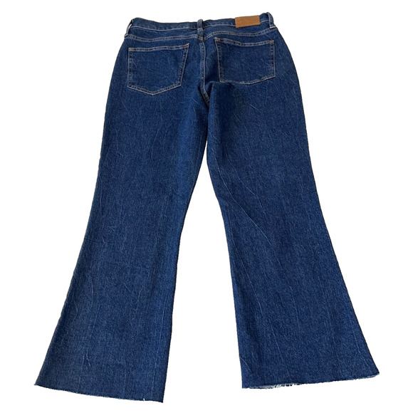 J Crew Women Billie Demi Boot Crop Jeans Size 29 Dark Wash Raw Hem Boho Western - Picture 2 of 10